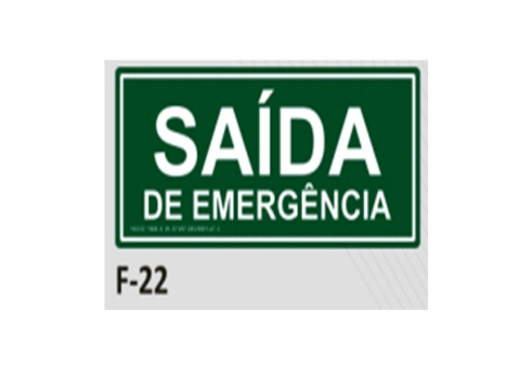 PLACA DE IDENTIFICAÇÃO - SAÍDA DE EMERGÊNCIA F-22 12X28CM