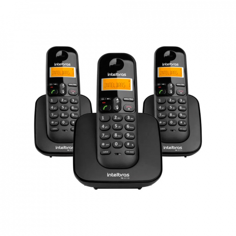 Telefone Sem Fio com Dois Ramais Adicionais TS 3113 Preto Intelbras