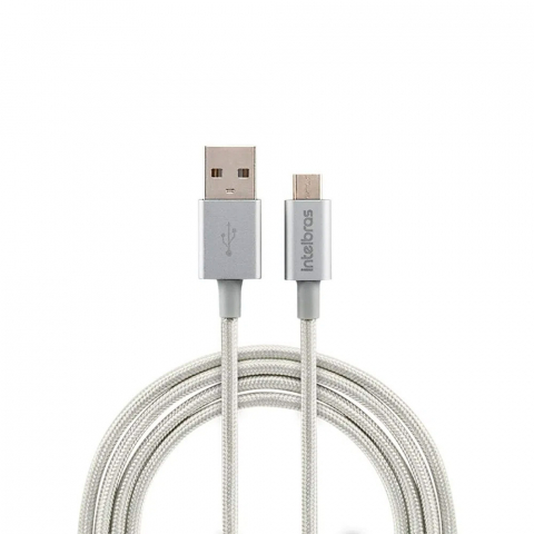 Cabo USB - Micro USB 1,5m nylon branco Intelbras EUAB 15NB